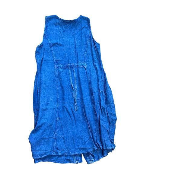 raya sun Women's Rayon Blend Sundress Blue Embroidered Button Front Size M - Picture 6 of 7